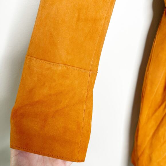 Free People Brenda Knight Womens Suede Trench Coat Belted Rusty Orange Small - Picture 5 of 7